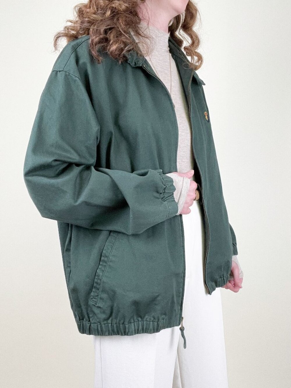 Vintage Ralph Laugher Chaps Bomber Jacket Oversized Preppy 100% Cotton Twill XL - Picture 3 of 11